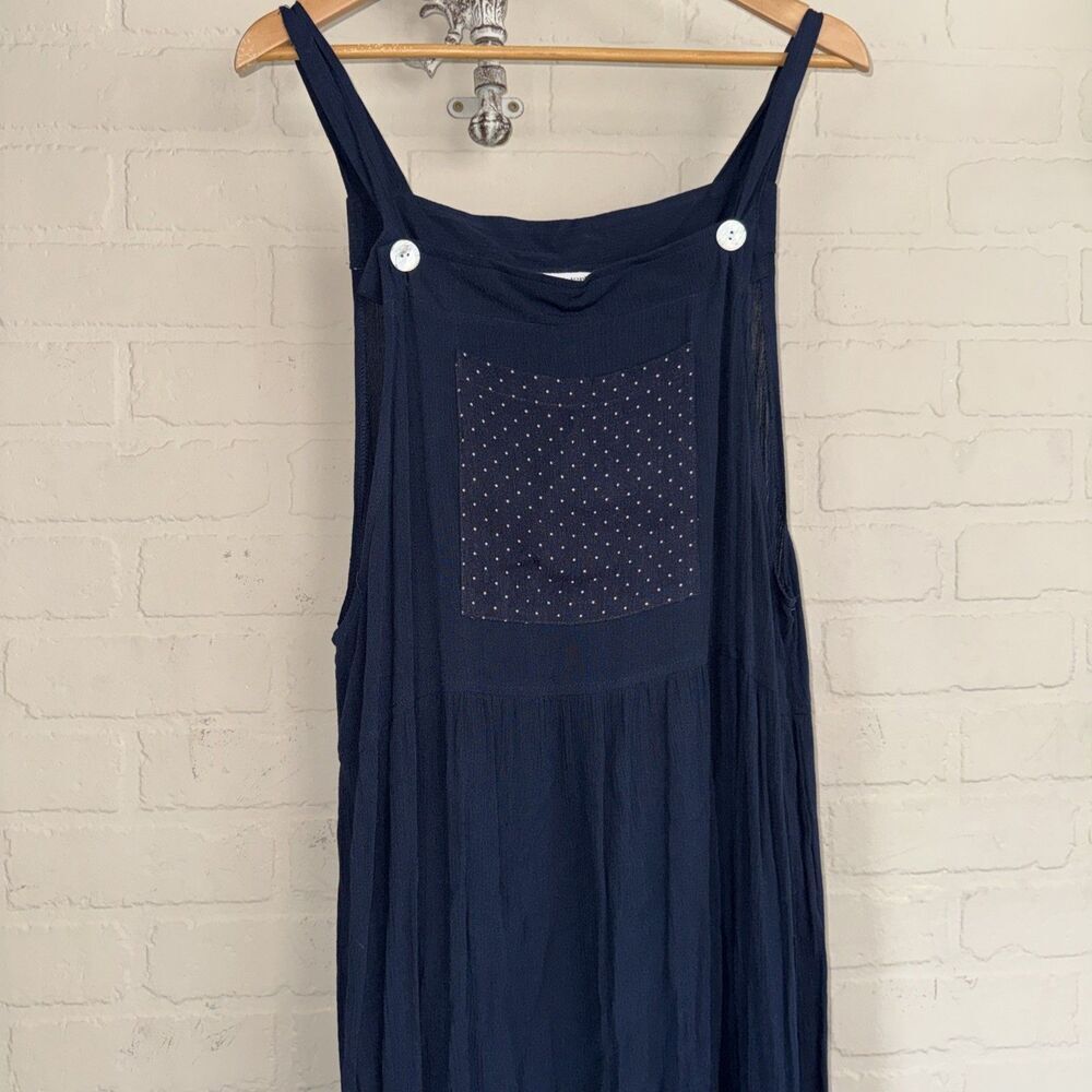 Christopher & Banks Dress Vintage NEW Navy Polka Dot Detail Modest Rayon 14 Size